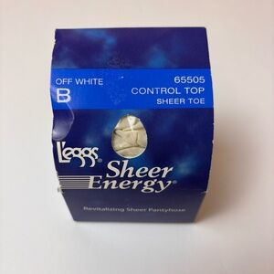 L'eggs Vintage Sheer Energy Control Top Sheer Toe Pantyhose Off White Size B